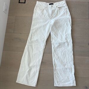 Zara Cream High-Rise Jeans with Contrast Stitching